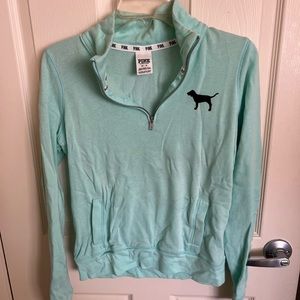 Victoria’s Secret PINK half zip sweatshirt in sea foam